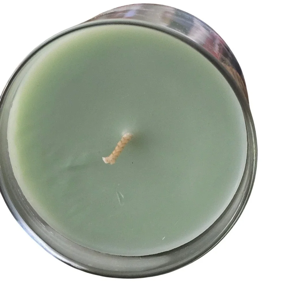PartyLite Cucumber Ginger Mint Scented Jar Candle 8 oz G43431 Green Wax New - Picture 2 of 4